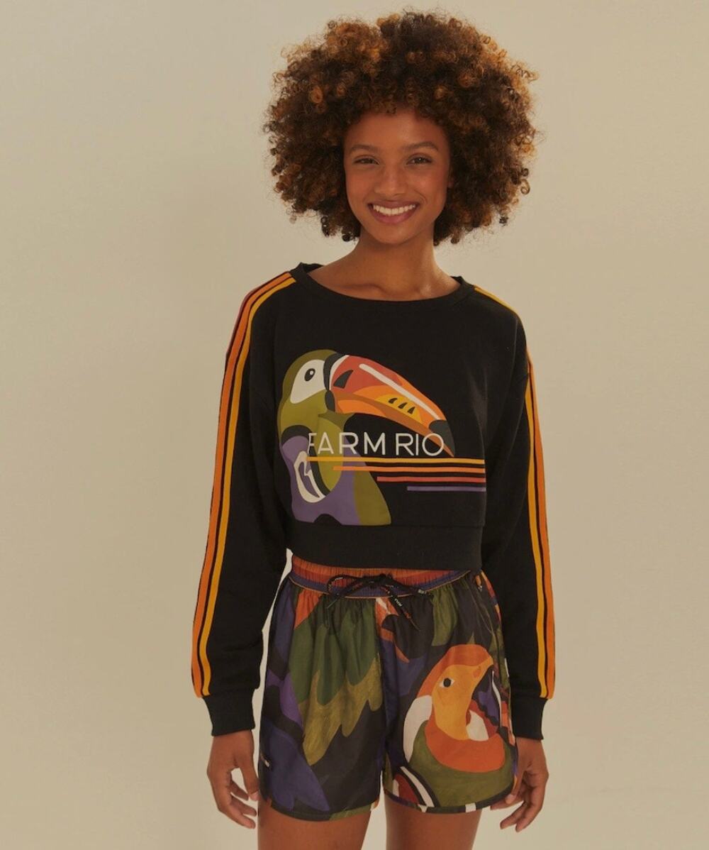 Women's Cropped Fleece Sweatshirt Farm Vôo Doce